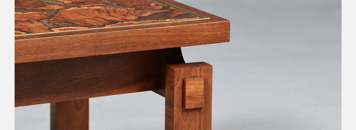 Mid Century Floating Top Walnut & Live Edge Side Tables by Lane