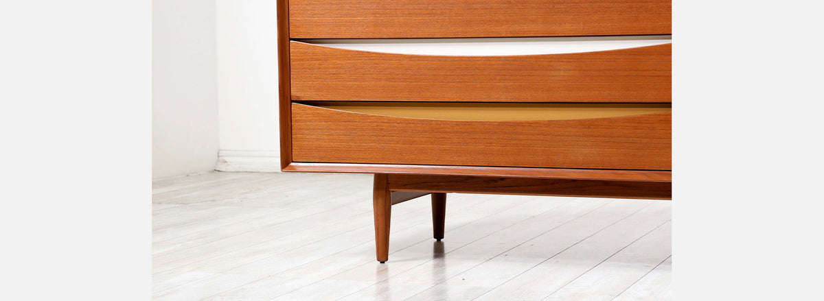 Arne Vodder "Triennale" Teak Dresser with Color Bowtie Drawers for Sibast Møbler