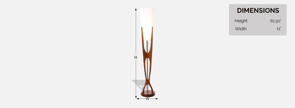 Modeline of California Sculpted Walnut & Brass Floor Lamp