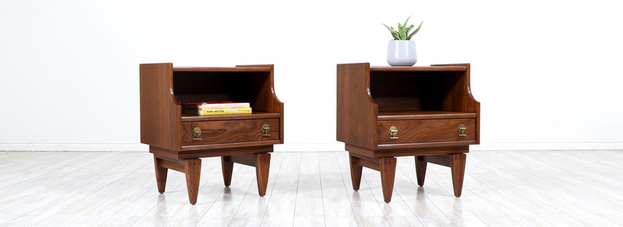 Mid-Century Modern Sculpted Night Stands by Stanley Furniture