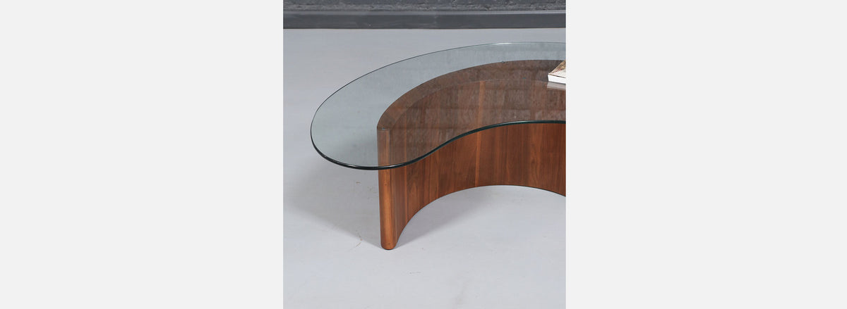 Mid-Century Sculpted Biomorphic Shaped Coffee Table w/ Glass Top