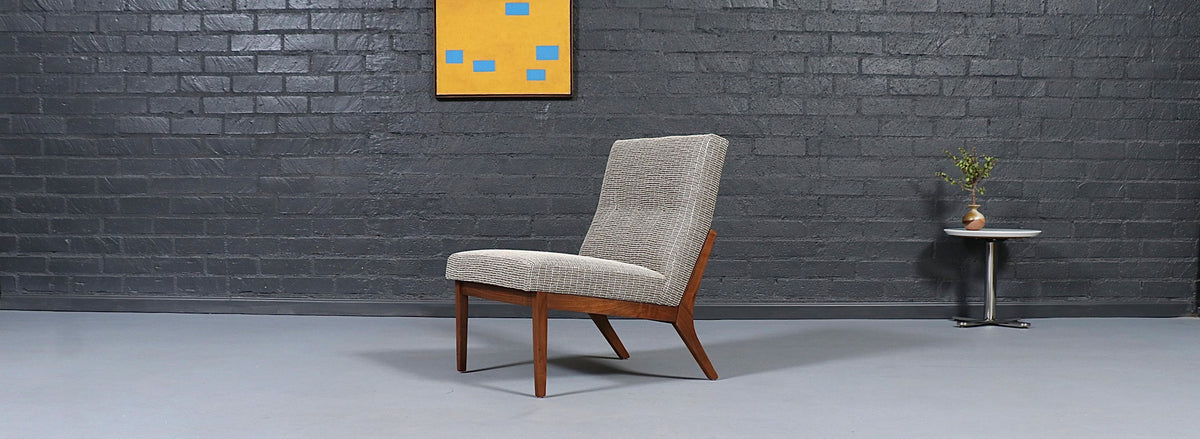 Pair of Mid Century Modern Sculpted Walnut Slipper Chairs