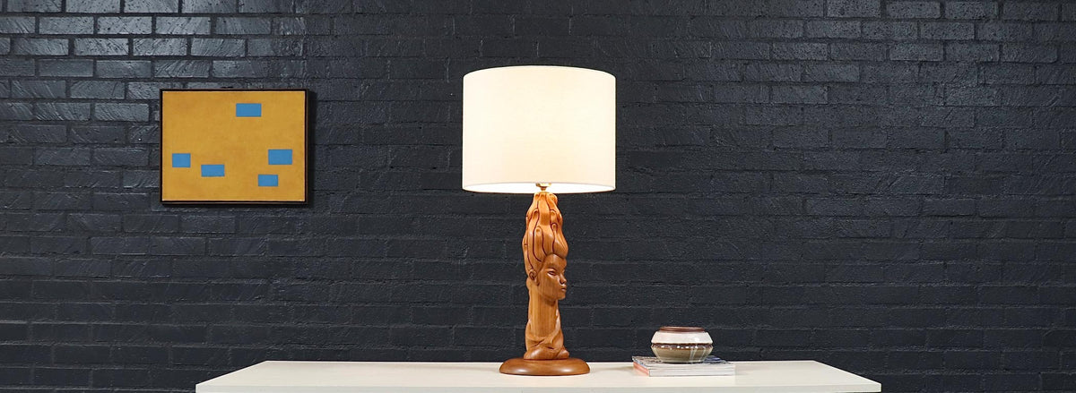 Mid-Century Modern Sculpted Woman Figure Table Lamp by Lighthouse Co.