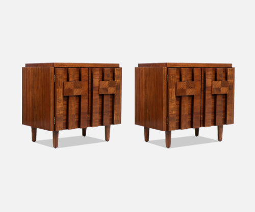 Mid-Century Modern "Stacatto" Geometric Night Stands by Lane Furniture