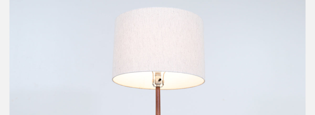 Mid-Century Sculpted Walnut Floor Lamp with Travertine Stone by Laurel 