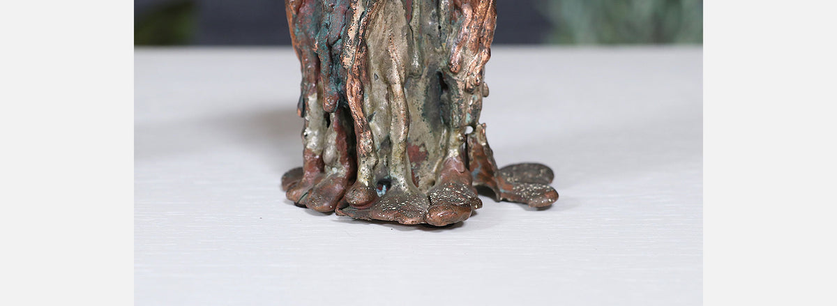 Mid-Century Modern Brutalist Copper Candle Holders