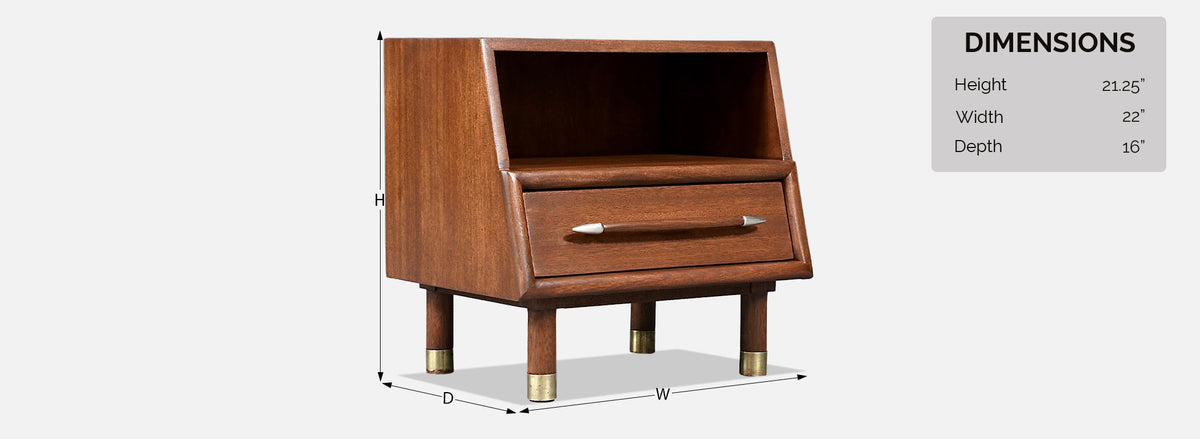 Californian Modern Night Stand w/ Bookcase by John Keal for Brown Saltman