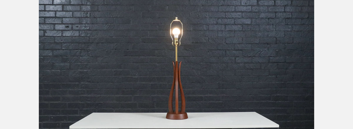 David Shreve Sculpted Walnut Table Lamp for V.H. Woolums