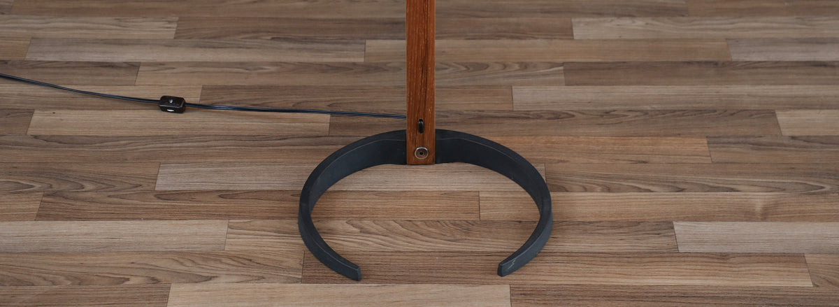 Danish Modern Teak Arc Floor Lamp by Mads Caprani