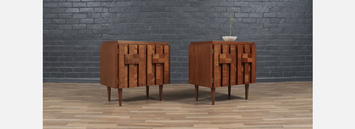 Mid-Century Brutalist Modern "Staccato" Night Stands by Lane
