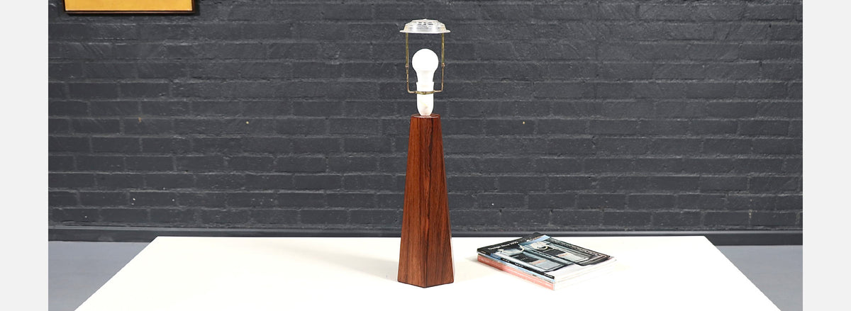 Danish Modern Sculpted Hexagonal Rosewood Table Lamp