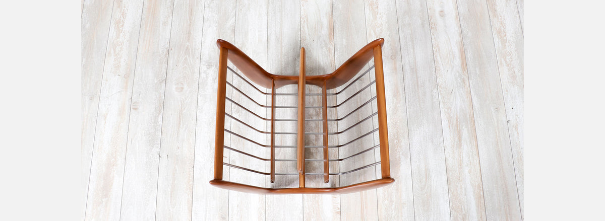 Mid-Century Modern Sculpted Walnut Magazine Holder