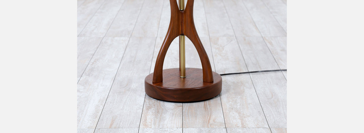 Modeline of California Sculpted Walnut & Brass Floor Lamp