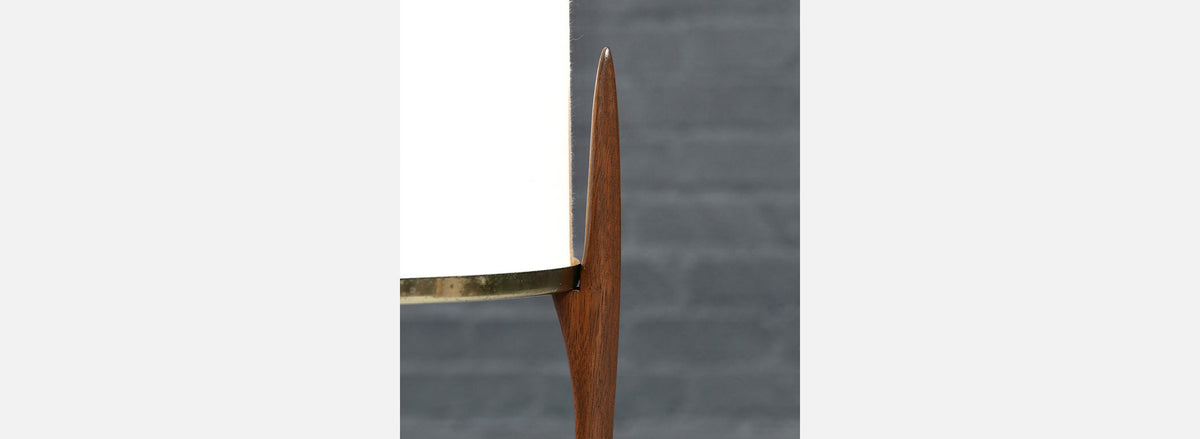 Arthur Jacobs Sculpted Korina Wood Floor Lamp for Modeline of CA