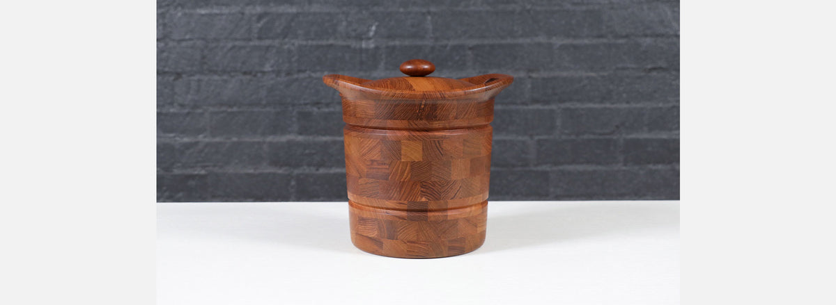 Danish Modern Sculpted Teak Ice Bucket by ESB