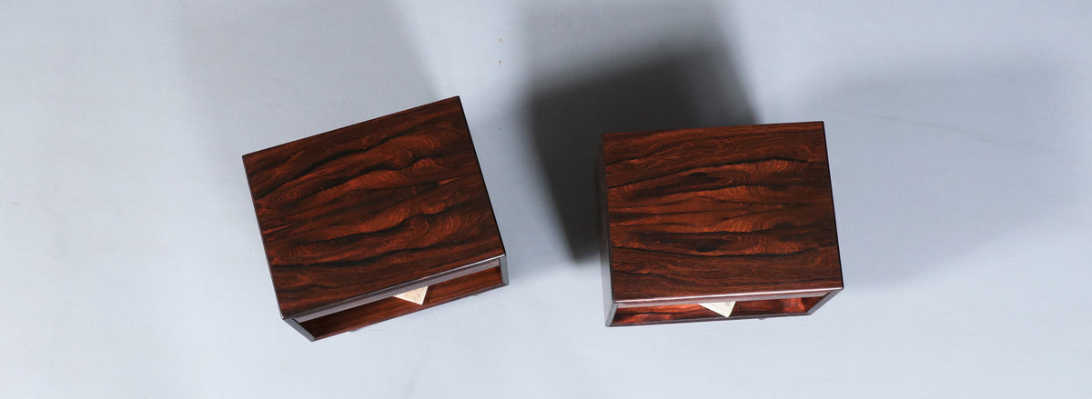 Mid-Century Rosewood Night Stands w/ Bookcase by Westnofa