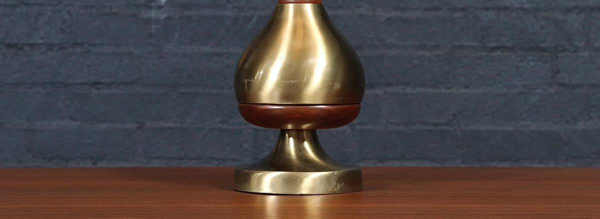Tony Paul Sculpted Brass & Walnut Table Lamp by Westwood Industries