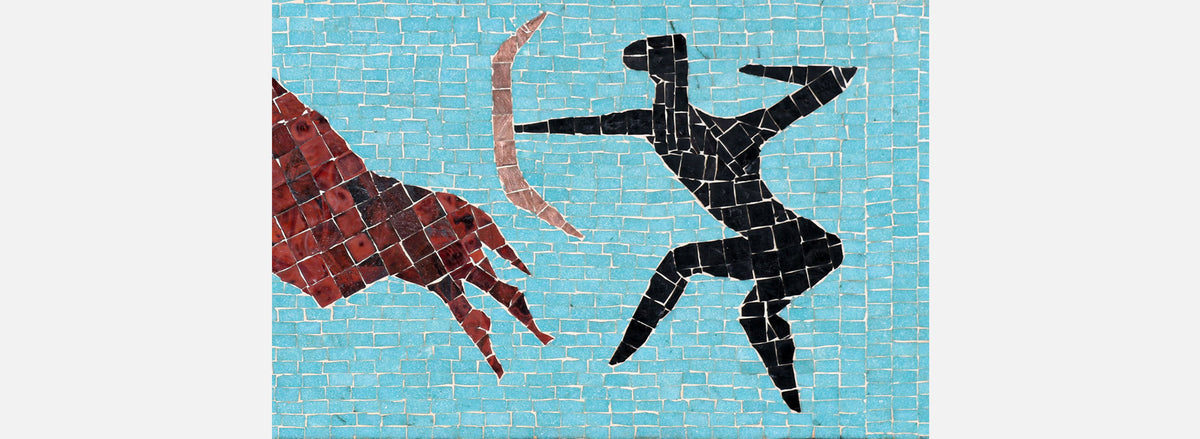 Mid-Century Modern Mosaic Tile of Bull Wall Plaque