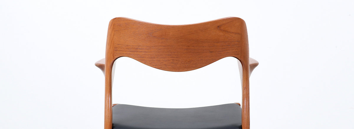 Niels Møller Model-71 Leather & Teak Arm Chairs for J.L. Møllers