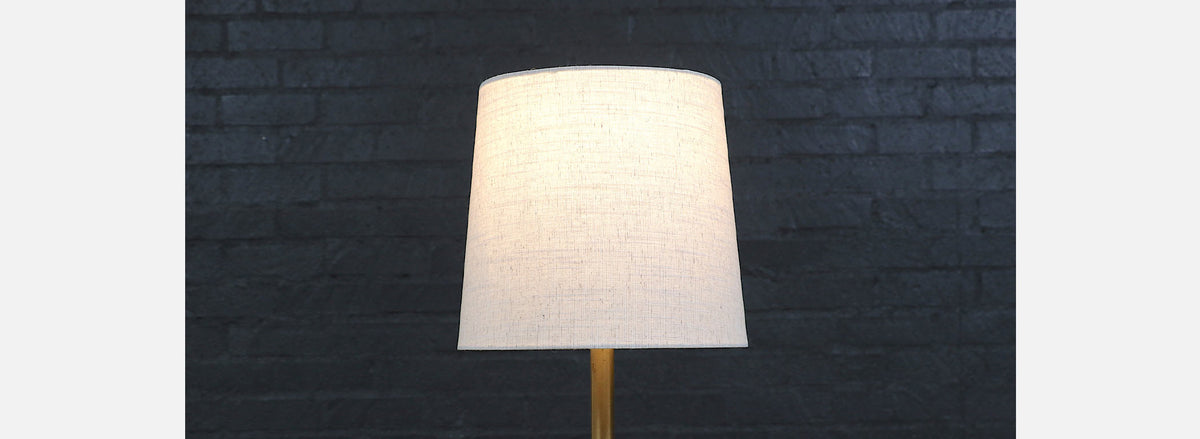 Mid-Century Glazed Ceramic w/ Brass Tripod Base Table Lamp by Marbro