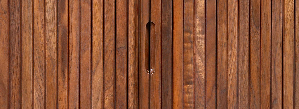 California Modernist Walnut Tambour-Door Credenza by Milo Baughman