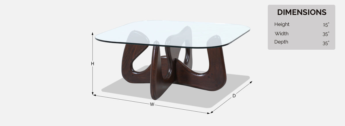 Mid-Century Modern Biomorphic Coffee Table with Glass Top 
