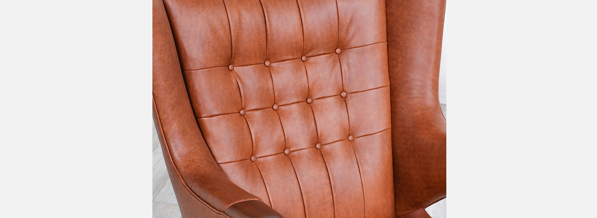 Hans J. Wegner Cognac Leather “Papa Bear” Chair with Ottoman for A.P. Stolen