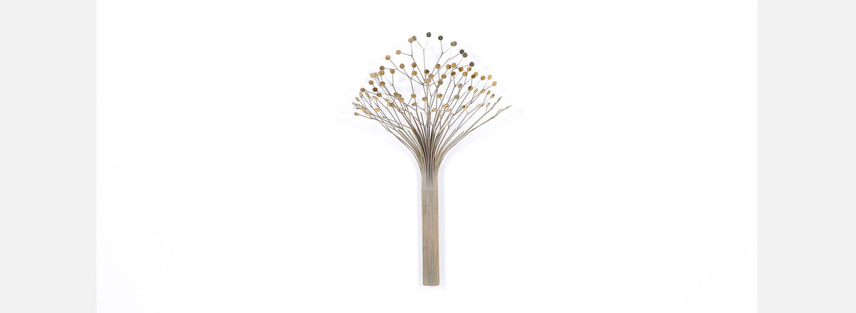Vintage Curtis Jere Brass & Steel Wall-Hanging Tree Sculpture for Artisan House
