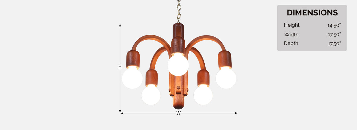 Danish Modern "Candela" Teak Pendant Chandelier by Domus