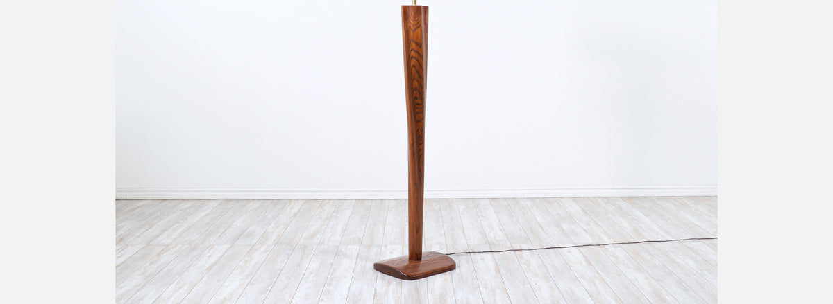 Californian Modern Sculpted Walnut Floor Lamp