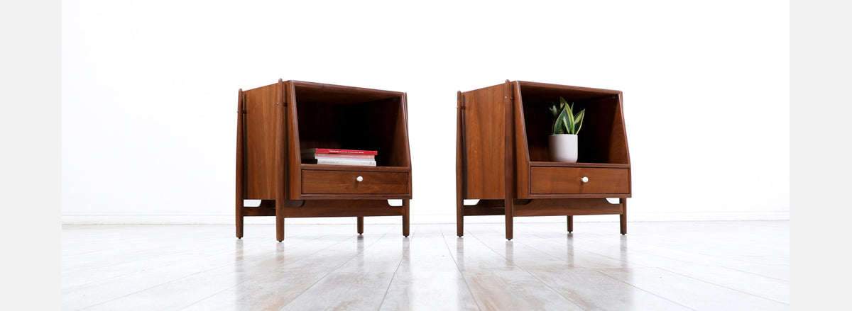 Kipp Stewart ”Declaration” Sculpted Walnut Floating Night Stands for Drexel