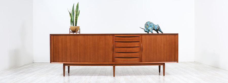 Arne Vodder Tambour-Door Teak Credenza for Sibast Møbler