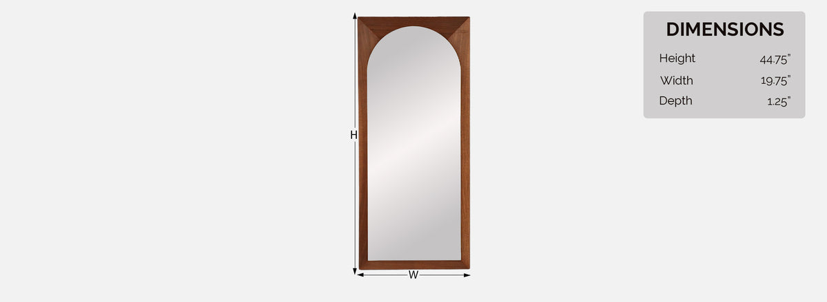 Mid-Century Modern Walnut Beveled Frame Arch Mirror
