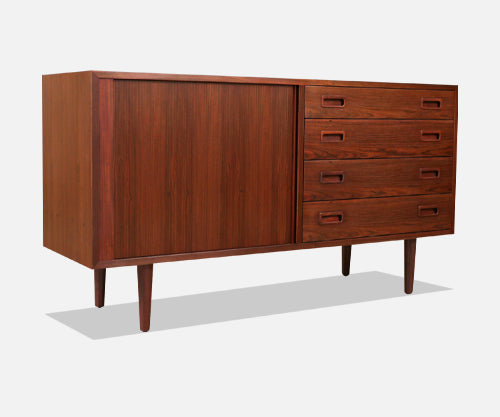 Carlo Jensen Tambour-Door Rosewood Credenza for Hundevad 