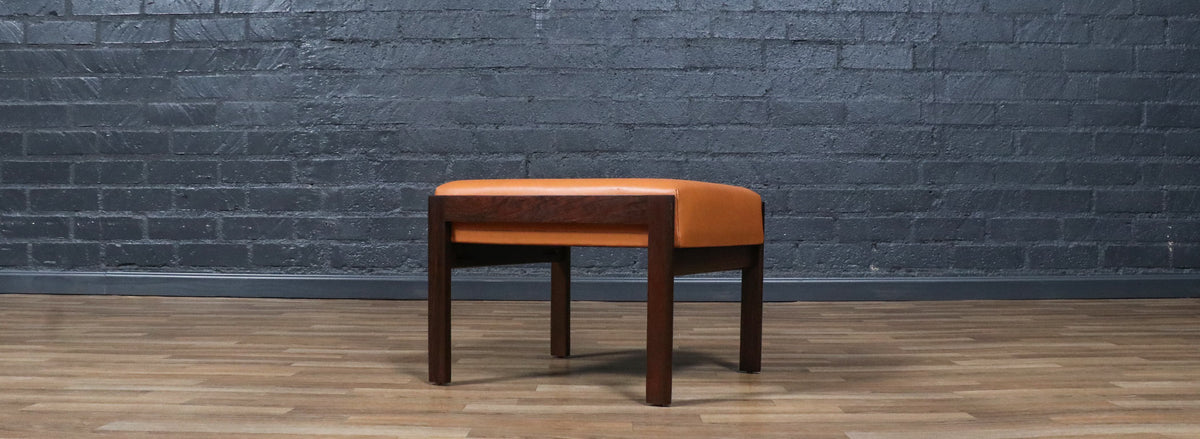 Danish Modern Rosewood & Leather Stool