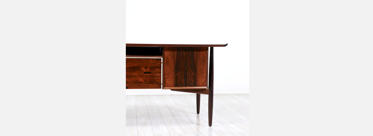 Danish Modern Executive Sculpted Rosewood Desk by H.P. Hansen