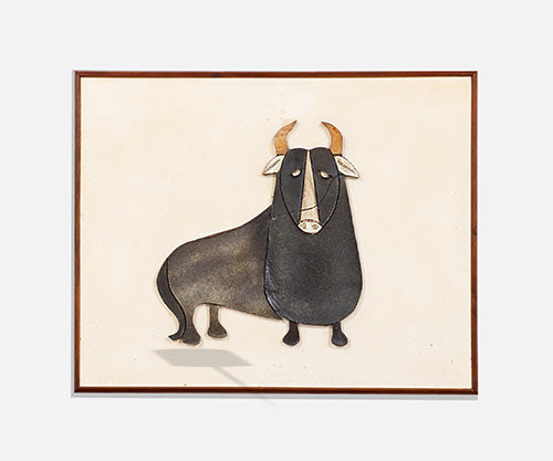 Mid-Century Modern Ceramic Bull Wall Art