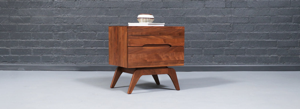 Californian Modern Sculpted Walnut Night Stand