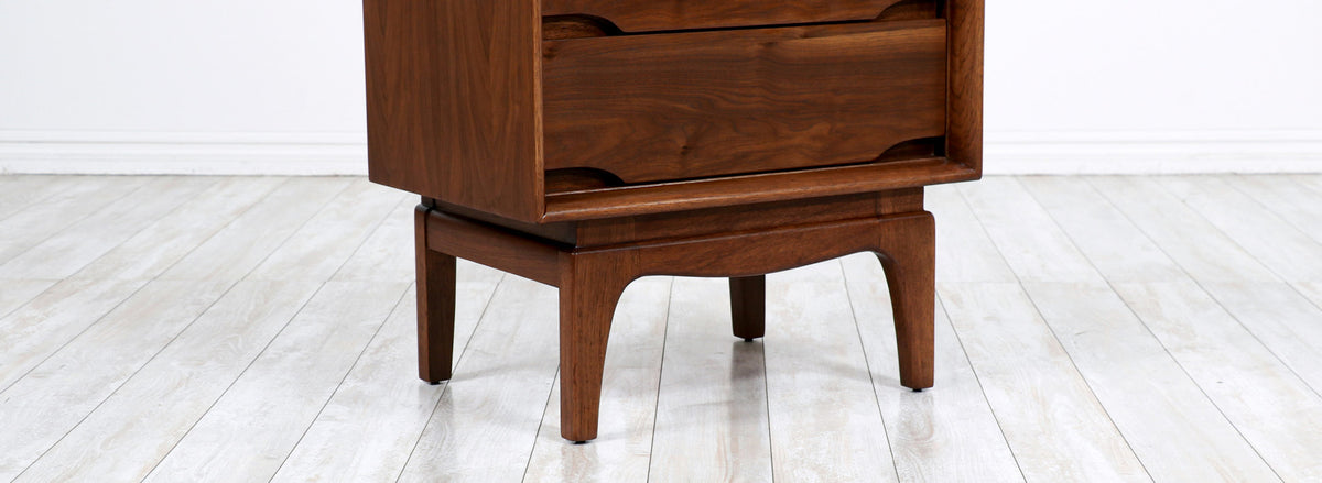 Mid-Century Modern Sculpted Walnut Night Stand