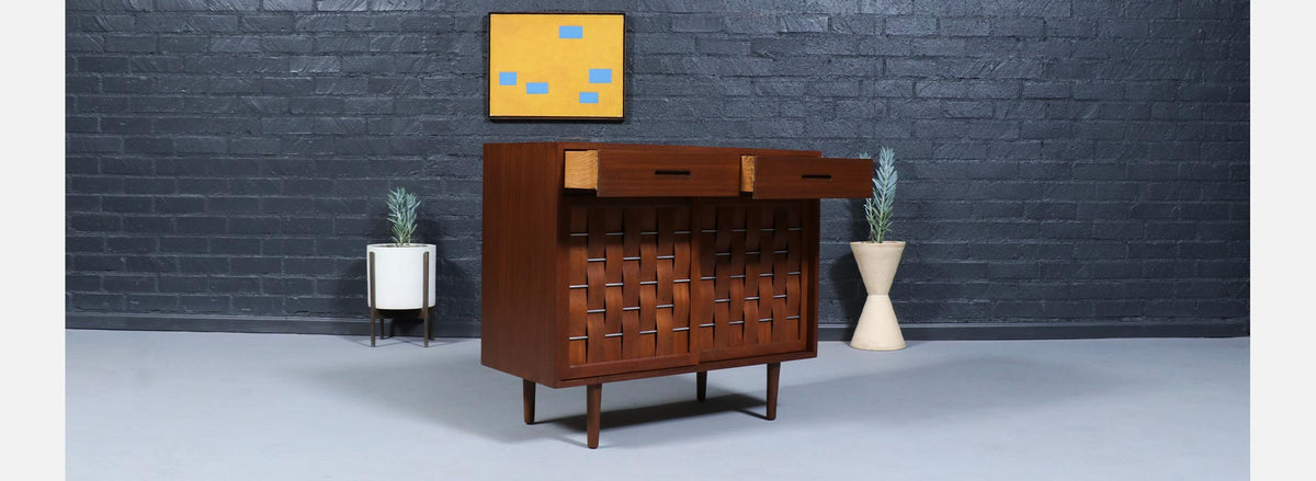Edward J. Wormley Woven Front Cabinet for Dunbar