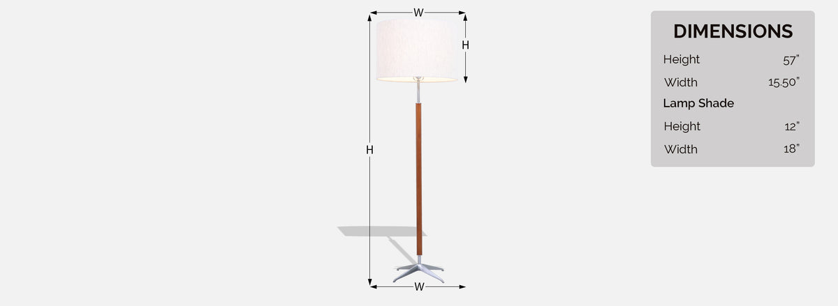Gerald Thurston Teak & Steel Floor Lamp for Lightolier