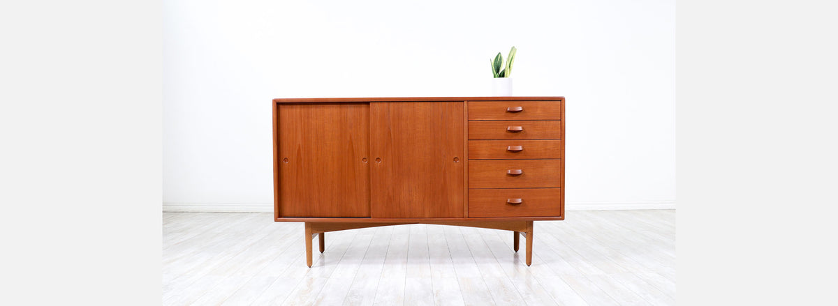 Svend Age Hansen Teak & Oak Credenza with Drawers for Naestved Møbelfabrik