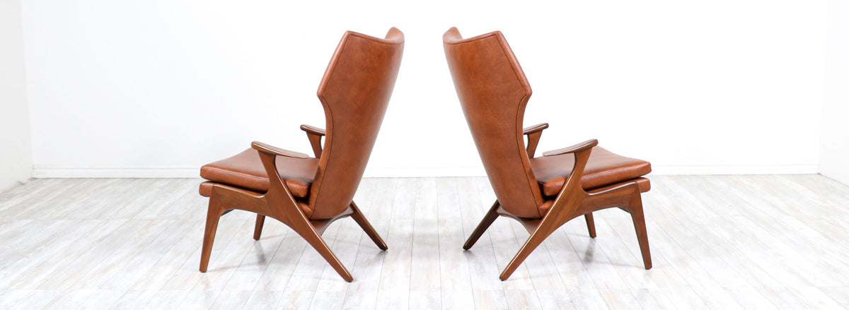 Kurt Østervig Cognac Leather Wing Chairs for Rolschau Mobler