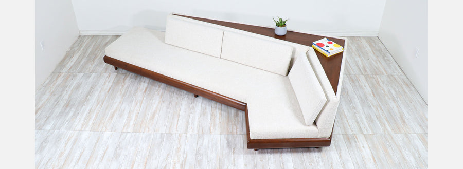 Adrian Pearsall "Boomerang" Walnut & Boucle Tweed Sofa for Craft Associates