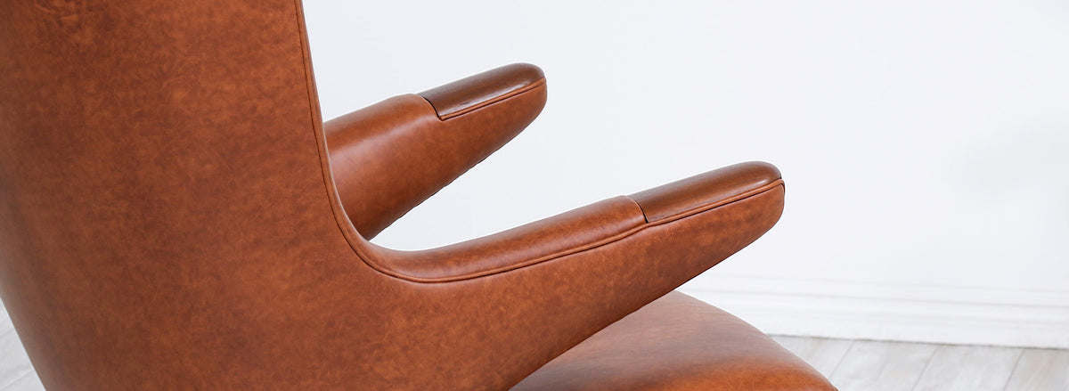 Hans J. Wegner Cognac Leather “Papa Bear” Chair with Ottoman for A.P. Stolen