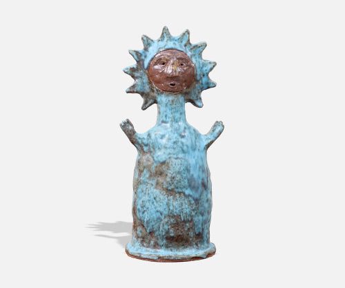 Stan Bitters "Sun People" Glazed Turquoise Ceramic Sculpture