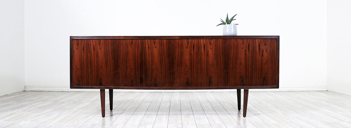 Svend A. Larsen Rosewood Tambour-Door Credenza for Faarup Møbelfabrik