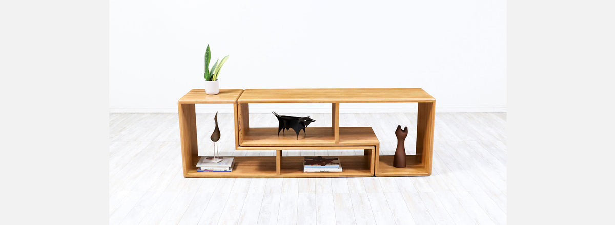 Mid-Century Modern Modular Oak Bookshelves 