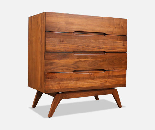 Mid-Century Modern Sculpted Walnut Highboy Dresser