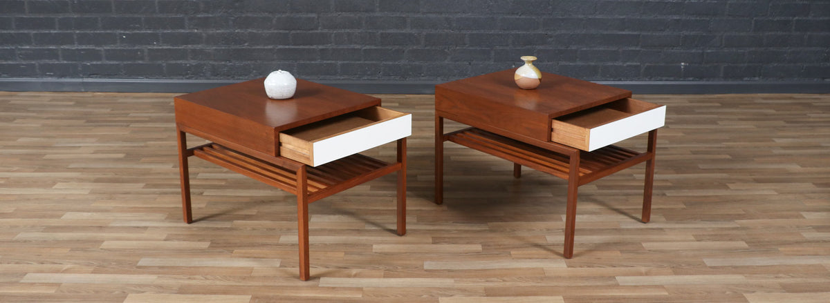California Modern Slatted Walnut Side Tables by John Keal